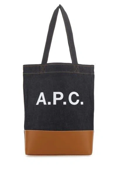Apc A.p.c. Dark Blue Denim Handbag In Multicolor