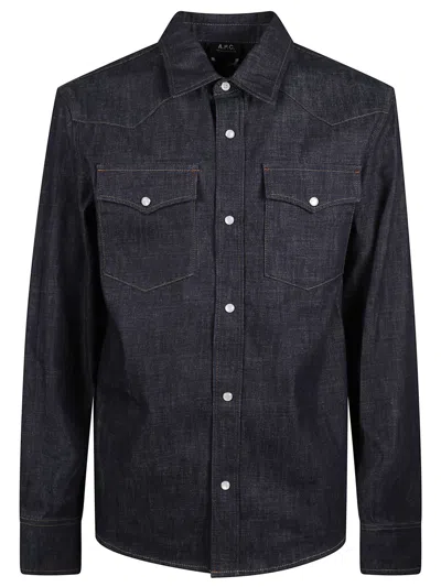 A.p.c. A. P.c. Classic Cotton Western Shirt For Men In Black