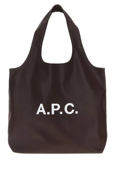 Apc A.p.c. Dark Brown Synthetic Leather Ninon Shopping Bag
