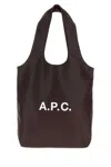 Apc A.p.c. Dark Brown Synthetic Leather Small Ninon Shopping Bag In Brown