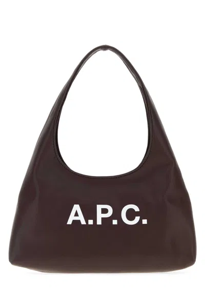 Apc Dark Brown Synthetic Leather Small Ninon Shoulder Bag