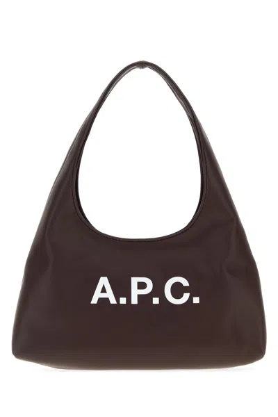 Apc A.p.c. Dark Brown Synthetic Leather Small Ninon Shoulder Bag