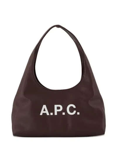Apc A.p.c. Dark Brown Synthetic Leather Small Ninon Shoulder Bag