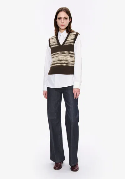 Apc Jacquard Vest In Brown