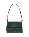 Apc Dark Green Virginie Flap Bag In Black