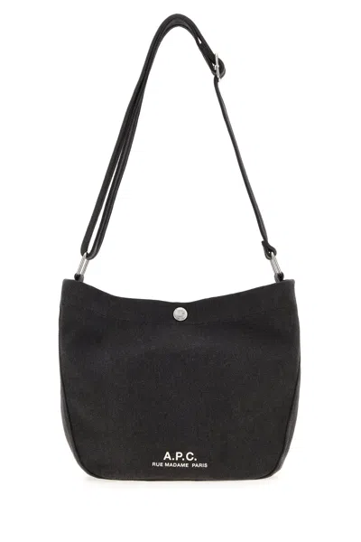 A.p.c. Dark Grey Canvas Small Besace Crossbody Bag In Gray