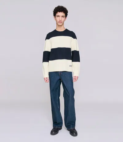 Apc Striped Crew-neck Sweater In Black