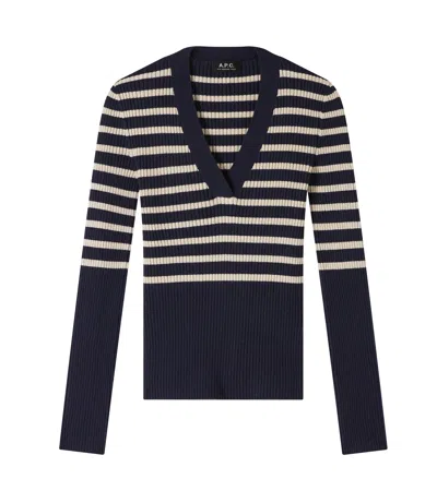 Apc Dark Navy Blue/ecru Tiq