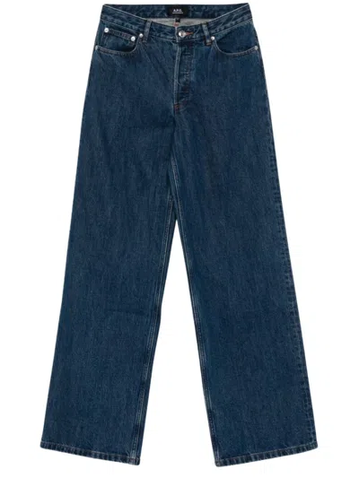 APC A.P.C. DARK WASH ORGANIC COTTON MID-RISE STRAIGHT FIT JEANS