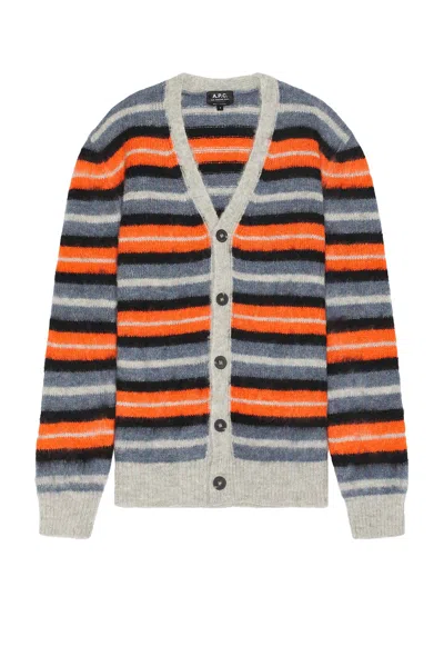 Apc Dave Cardigan In Heathered Light Grey