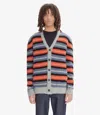 Apc Striped Cardigan In Heather Pale Gray