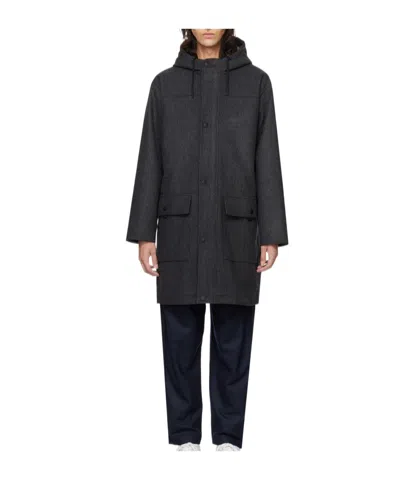 Apc Dave's Hooded Coat In Black