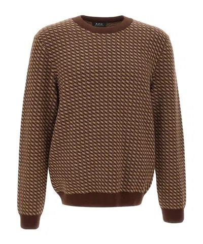 Apc David Virgin-wool Jumper In Brown