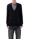 Apc Wool Blend V-neck Cardigan With Ribbed Trims In Black