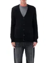 Apc Wool Blend V-neck Cardigan With Ribbed Trims In Black