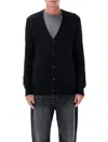 Apc Wool Blend V-neck Cardigan With Ribbed Trims In Black
