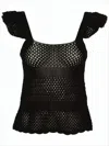 Apc Delicate Open-knit Sleeveless Top With Ruffled Detail In Black