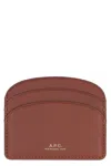 Apc A.p.c. Logo Detail Leather Card Holder In Brown