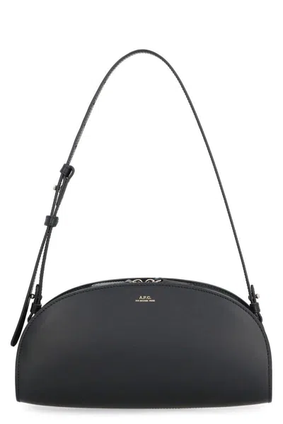 APC 'DEMI LUNE' BLACK SHOULDER BAG WITH EMBOSSED LOGO ON THE FRONT