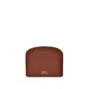 Apc Demi Lune Brown Leather Card Holder With Logo A.p.c. Woman In Brown