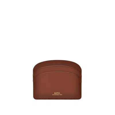APC A.P.C. DEMI-LUNE CARD HOLDER - HAZELNUT - LEATHER