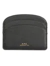 Apc A.p.c. Demi Lune Leather Card Holder In Black