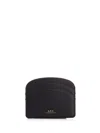 Apc A.p.c. Semi-circular Black Leather Cardholder With Multiple Slots In Black