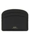 Apc A.p.c. Semi-circular Black Leather Cardholder With Multiple Slots In Black