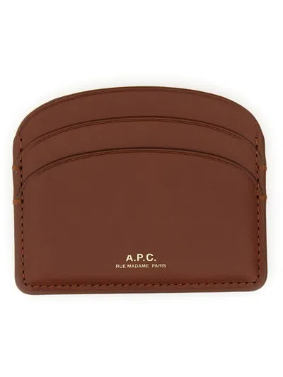 A.p.c. Demi Lune Card Holder In Brown