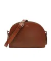 Apc Demi-lune Leather Logo Crossbody With Adjustable Strap In Brown