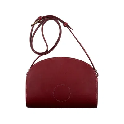 Apc A.p.c Demi-lune Grained Leather Crossbody Bag In Burgundy