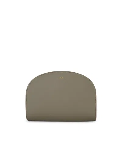 Apc A.p.c. 'demi Lune' Green Leather Crossbody Bag Women In Gray