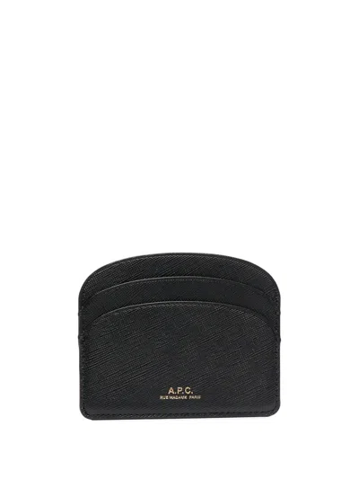 Apc Demi-lune Leather Cardholder In Black