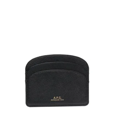 Apc Demi-lune Leather Cardholder In Black