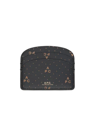 Apc Demi Lune Leather Cardholder In Black
