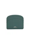 Apc Demi-lune Leather Cardholder In Green