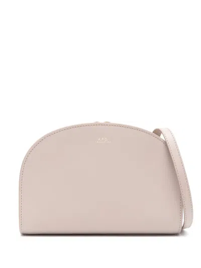Apc Demi Lune Leather Cross Body Bag In Grey