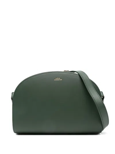 Apc Demi-lune Leather Crossbody Bag In Green