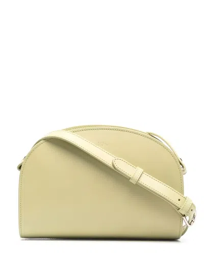 Apc Demi-lune Leather Satchel Bag In Green