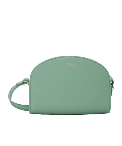 Apc Demi-lune Leather Shoulder Bag In Green