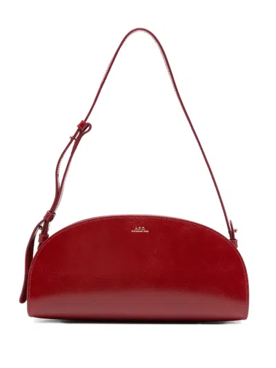 Apc Demi-lune Leather Shoulder Bag In Red
