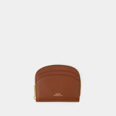 Apc A.p.c. Demi Lune Mini Leather Wallet In Yellow