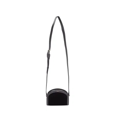 Apc Stylish Black Leather Mini Crossbody Bag For Women