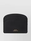 Apc Demi-lune Textured Leather Cardholder In Black
