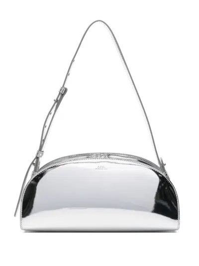 Apc Demi-lune Zip Shoulder Bag In Silver