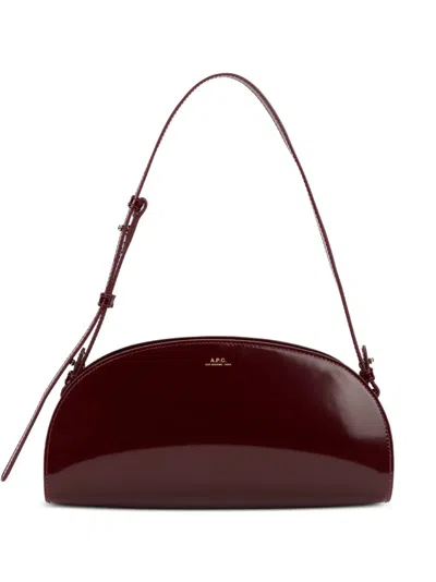 A.p.c. Demi-lune Shoulder Bag In Burgundy