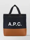 Apc A.p.c. Women Two-tone Denim And Leather Mini Axel Shopping Bag
