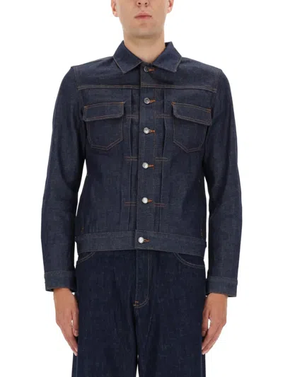 Apc A.p.c. Classic Indigo Denim Jacket With Structured Silhouette In Blue