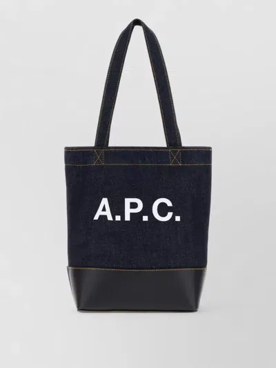 A.p.c. Denim Leather Axelle Shopper Tote Bag