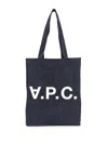 Apc Denim Logo Tote Bag In Denim